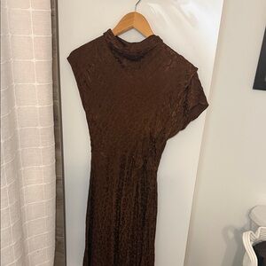 Topshop One Shoulder Brown Dress